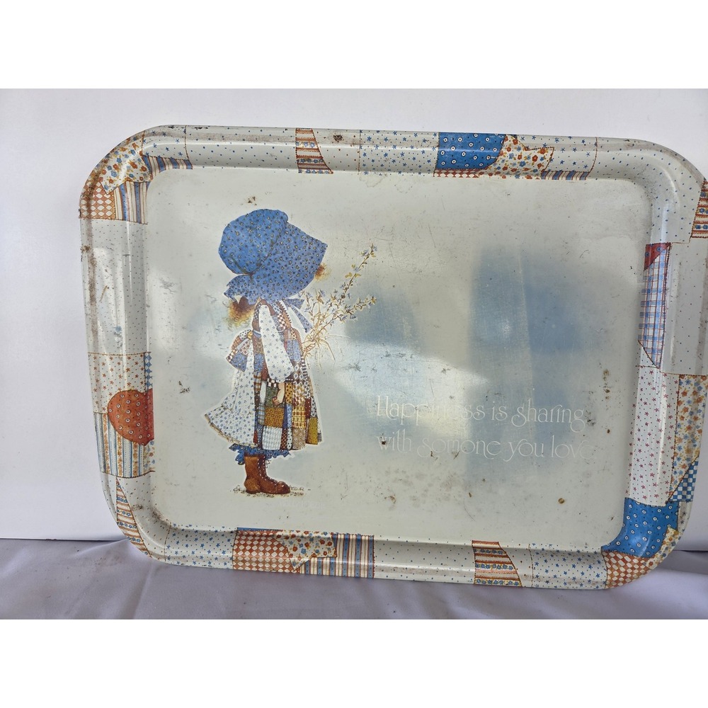 Vintage 1974 Holly Hobbie Metal Tray Happiness Is Sharing American Greetings